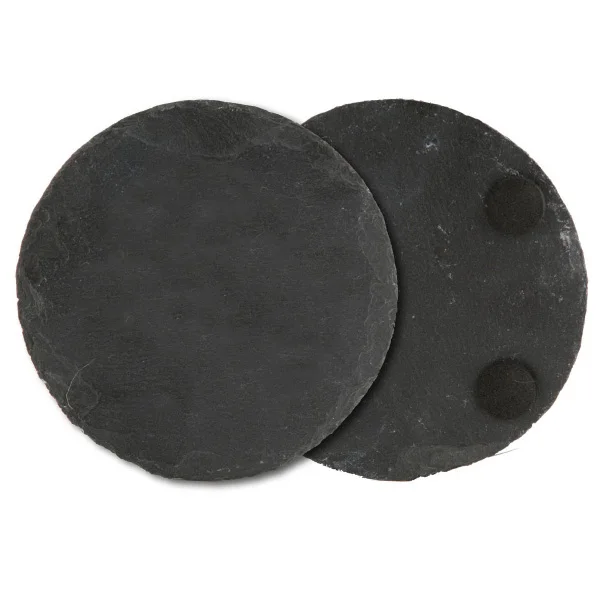 Hot Selling Round Custom Brand with Rubber Feet Slate Coaster