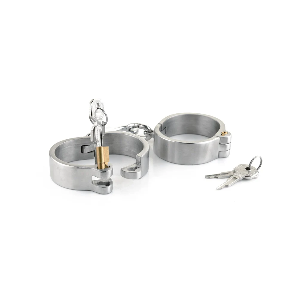 Stainless steel handcuffs for sex oval type bondage lock bdsm  