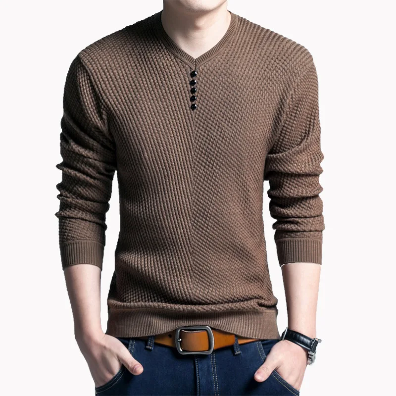 V-neck Long Sleeve Knit Slim T-shirt 