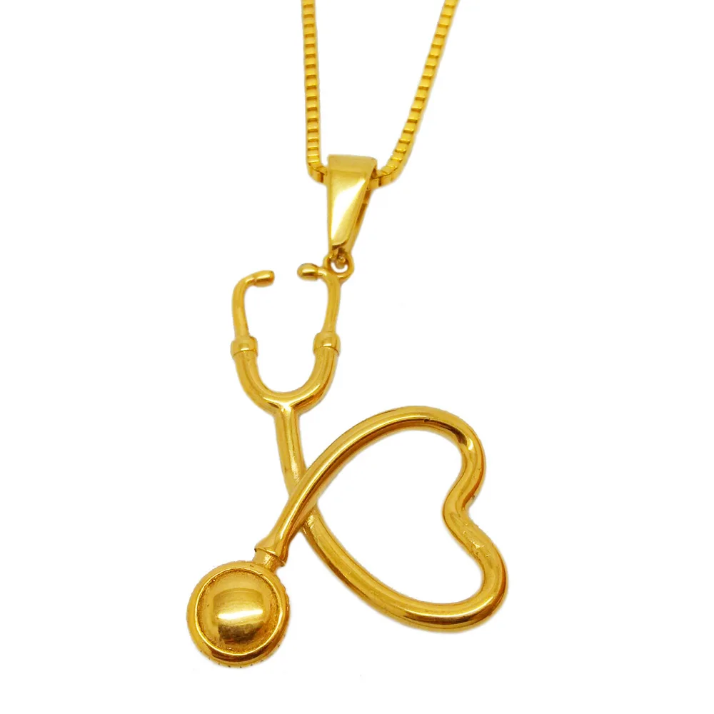 Doctor Metaphysical Stethoscope Jewelry 18k Gold Necklace