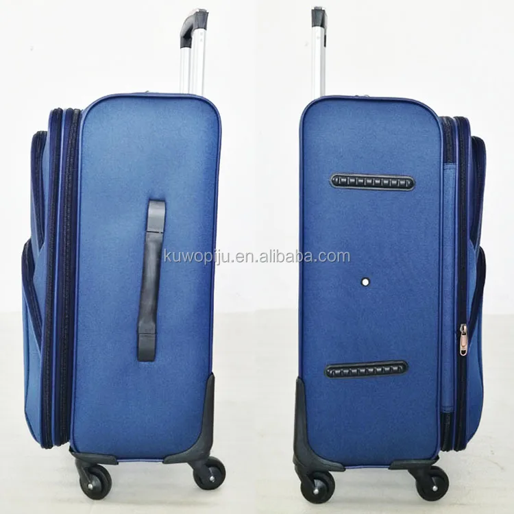 Blue Color Cheap Polyester 600 D 4 Wheels EVA Soft Side Suitcase 3pcs Expendable Fabric Type Luggage