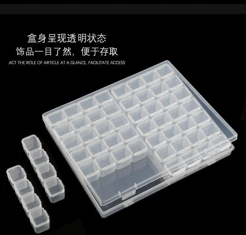 56 Grids Diamond , Small Clear Plastic Bead Containers for Jewelry