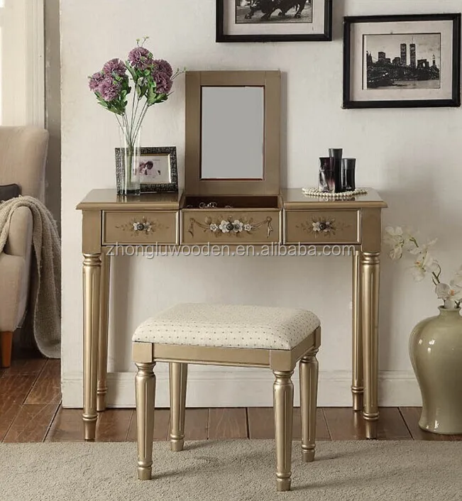 Trendy vanity desk with mirror. alibaba
