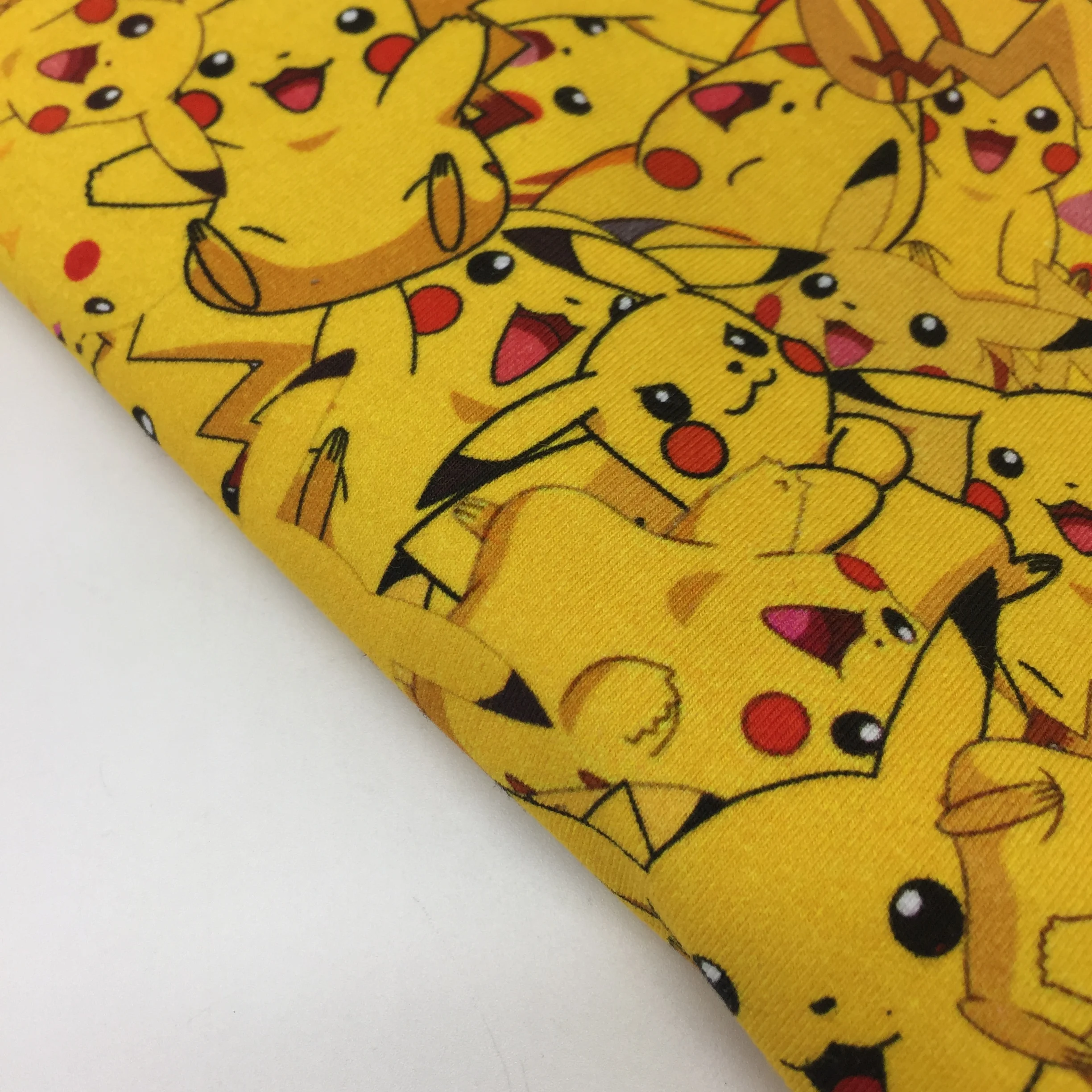 High Quality Custom Printed Pikachu Design Cotton Spandex Knit Fabric for Baby Clothing