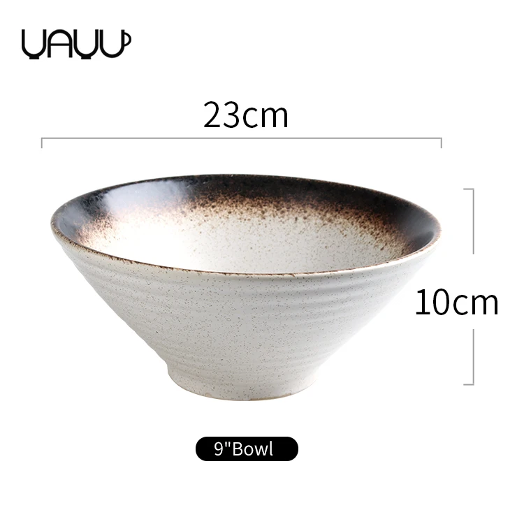 FENN high quality Japanese style vintage restaurant used 7 / 9 inch ceramic noodle ramen bowl for home and kitchen