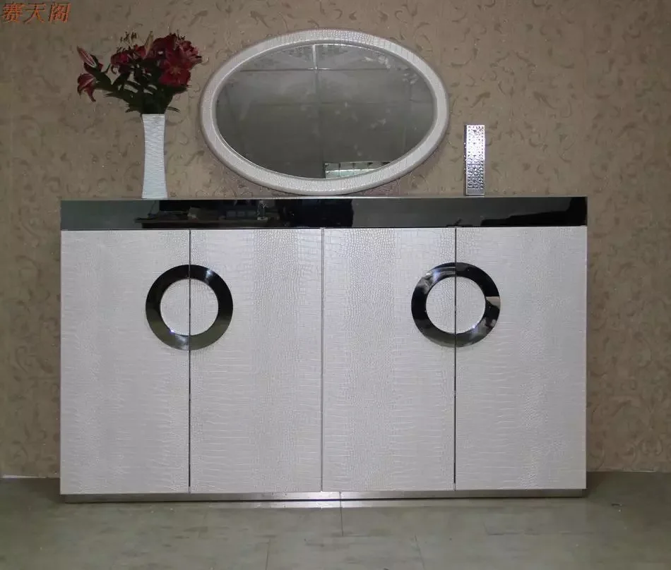 
 Современный буфетный столик F421 из нержавеющей стали, серебристый/золотистый, имитация кожи, роскошный неоклассический буфетный столик, обувной шкаф  