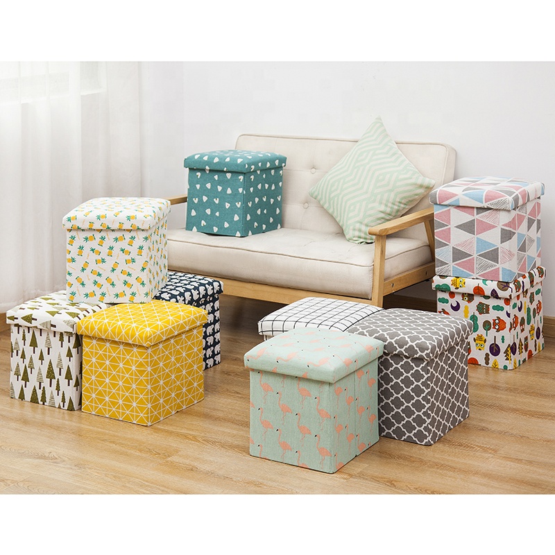 Красочный складной оттоманка для хранения с принтом/ящик для хранения/сиденье для хранения