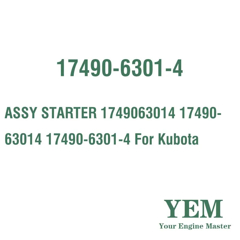 ASSY STARTER 1749063014 17490-63014 17490-6301-4 for Kubota