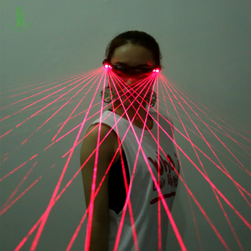Rechargeable LED Laser Glasses Red Light DJ Club Party Dance Accessories Luminescent Sunglasses Multi Beams Led Clothes Laser
