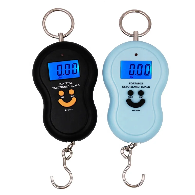 50kg Smiling Face Portable scale Portable Electronic Scale Blue