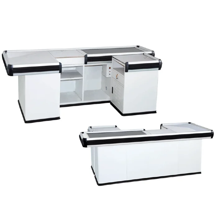 2500*1100*870mm Supermarket shopping mall electric cashier counter desk checkout counter with conveyor belt for retail  YD-R00002/-133076