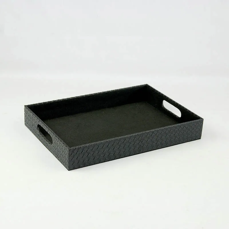 Пользовательские прямоугольные лотки из искусственной кожи для хранения сервисный лоток отеля ресторана