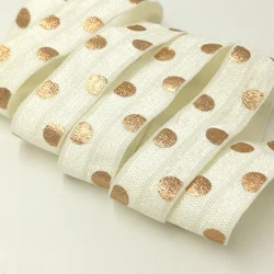 Эластичная Складная лента в горошек из медной и золотой фольги высшего качества 5/8 дюйма для головных уборов «сделай сам» 100