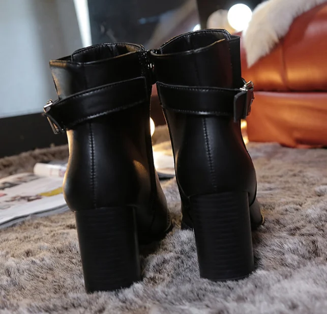 Up-0061r в винтажном стиле; Женские кожаные полусапожки на шнурках из pu искусственной кожи (pu с острым носком ботинки на толстом каблуке; Цвета на высоком каблуке с боковой застежкой-молнией; Обувь