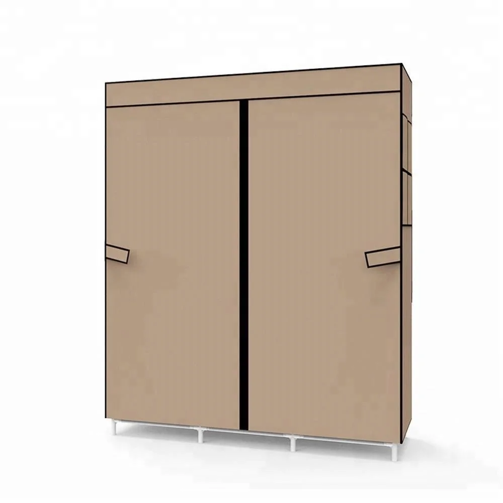 Folding Fabric Portable Bedroom Wardrobe with Metal Frame Non Woven Fabric Large Size Wardrobe