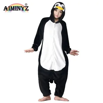 AIMINYZ Wholesale unisex adult hoodies pajama set flannel onesie pajamas penguin cosplay pyjamas for autumn and winter