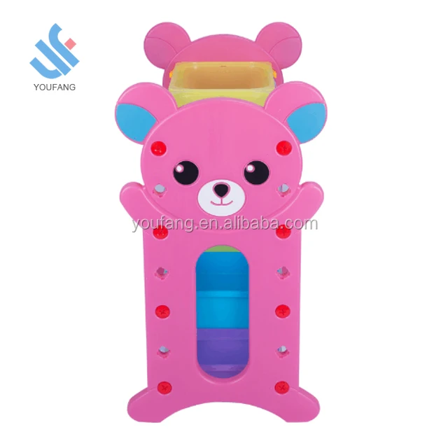 YF04025 высокое качество 2018 новый дизайн мебель для детского сада Домашнее использование медведь Многофункциональная Пластиковая Полка для хранения игрушек
