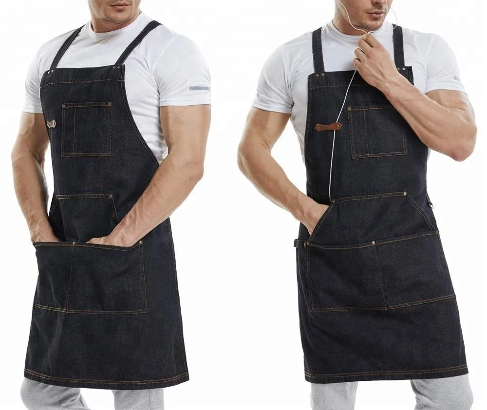 Grembiule Unisex Regolabile Cotone E Lino – Con Tasche, Per Cucina, Barbecue, Ristorante - 2