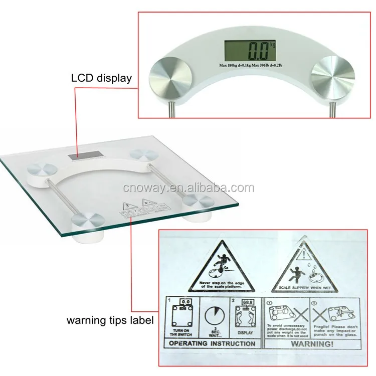  Small Waist Bathroom Scale 180Kg/0.1kg 6mm Thickness