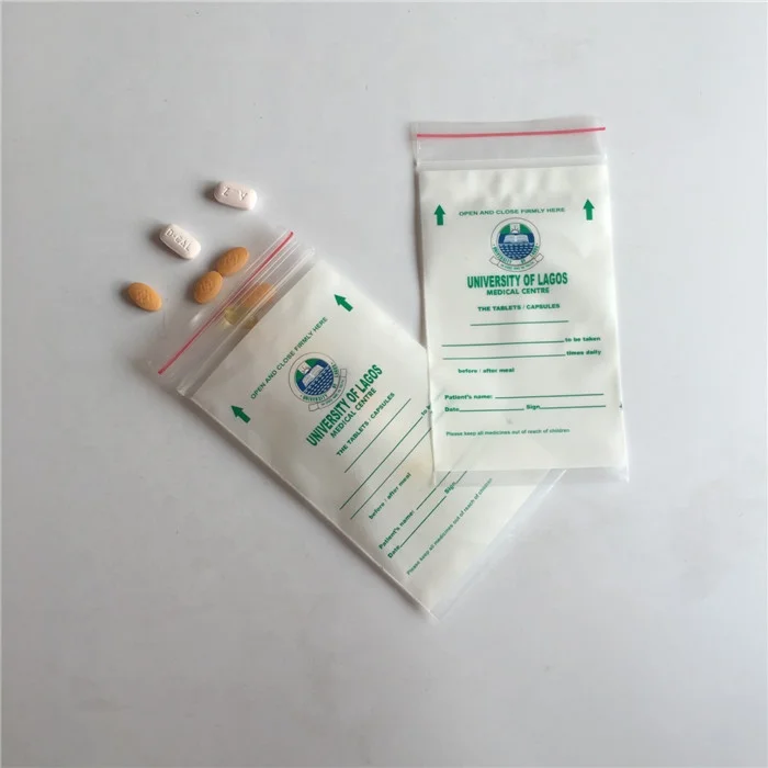 Medical 100% Ldpe Printed Pill Medicine Dispensing Envelope Packaging Reclosable Bag Medicine Organizer 5
