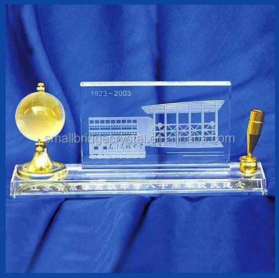 wholesale crystal office decoration with laser logo as corporation gift