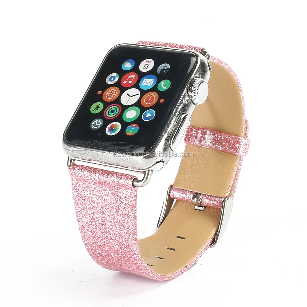 Pu cuero Bling brillo Polvos de maquillaje brillante banda reloj pulsera  correa para Apple Watch serie 1 y Serie 2 38 MM/42mm|for apple watch|belt  for watchbracelet strap - AliExpress