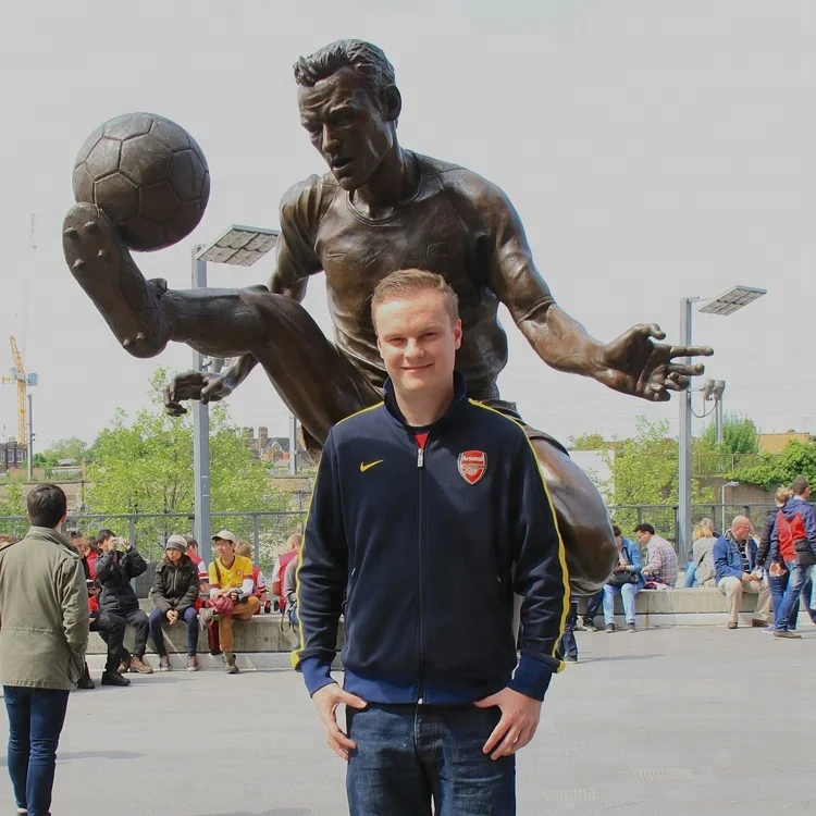 Life Size Bronze Dennis Bergkamp Sculpture - Football Player Art