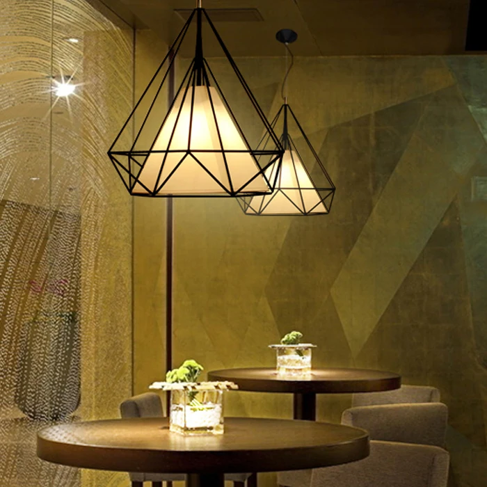 Retro Style Vintage Ceiling Pedant Light Fixture Bird Cage Shape  Lampshade Pendant Lamp for Kitchen