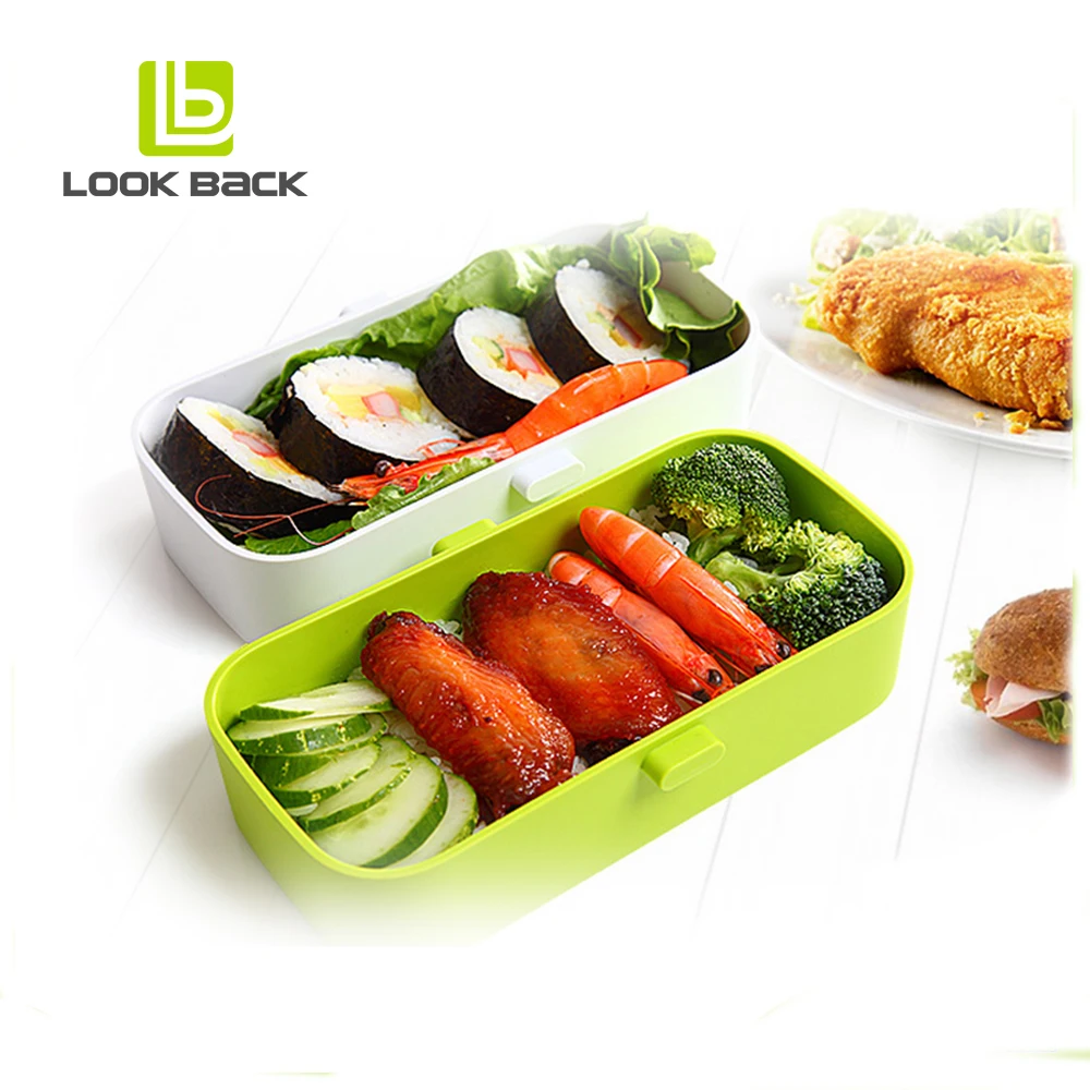 LOOK BACK Leakproof 2 Layer Tiffin Bento Plastic Lunch Box for Kids