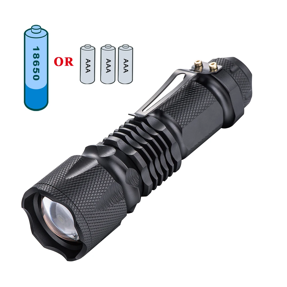 18650 Flashlight Aluminum Alloy 3W XPE LED Waterproof Tactical Flashlight Rechargeable Battery Emergency NI-MH ROHS Ip54 >12 Ce