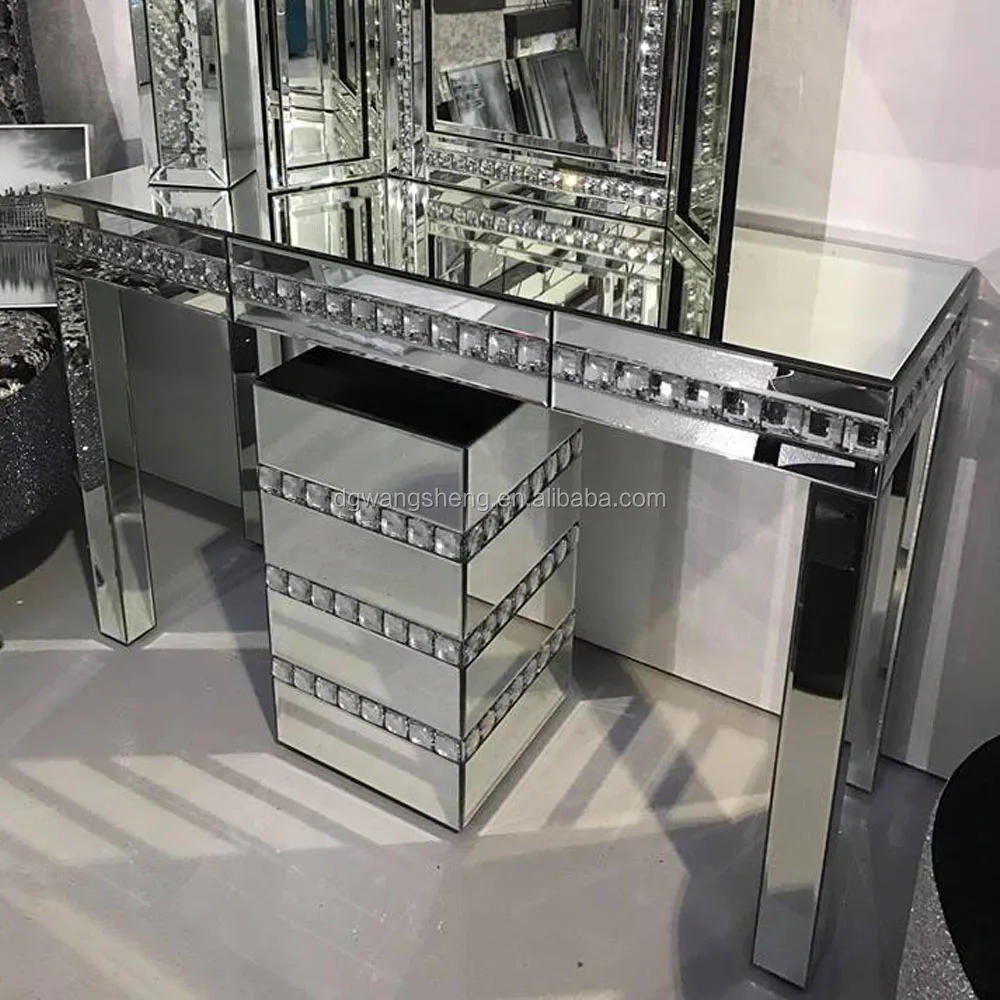 compact mirrored dressing table