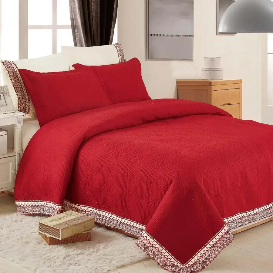 For KOSMOS 6-Piece King Size Bedspread Set Polyester Lace Microfiber Woven Plain Style Inspired by Turkish Design