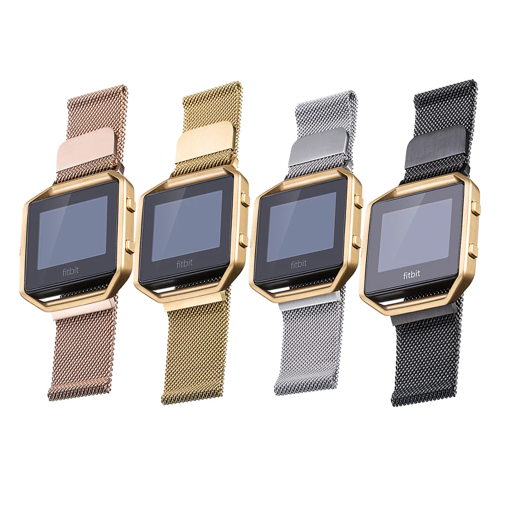 Fitbit Blaze Accessory Replacement Leather Wrist Band & Frame Large Black OEM for sale online 