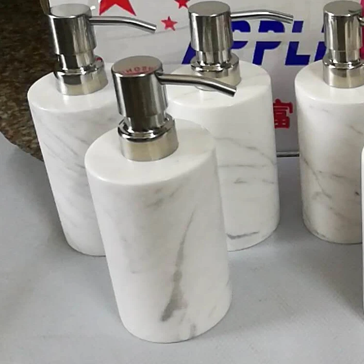Details about   NEW HANDCRAFTED IN INDIA SOLID WHITE MARBLE STONE SOAP,CHROME PUMP DISPENSER