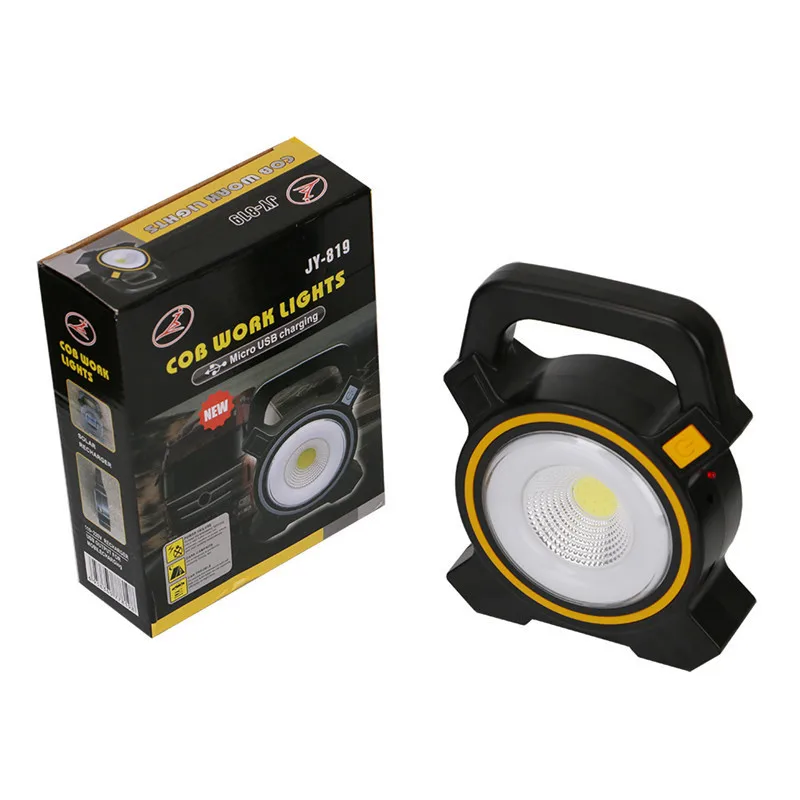 Бесплатный образец солнечной перезаряжаемой ручной белый свет COB светодиодный рабочий светильник кемпинговая лампа с солнечной панелью