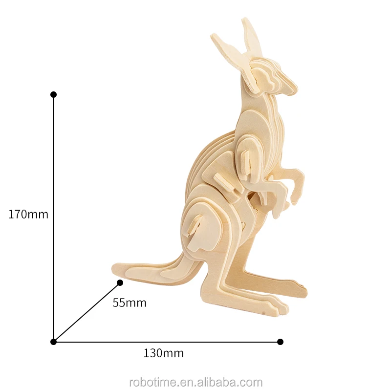 Robotime DIY Assembly Wood Kangaroo Kit JP224 Educational Toys 3D Wooden Puzzles for Kids