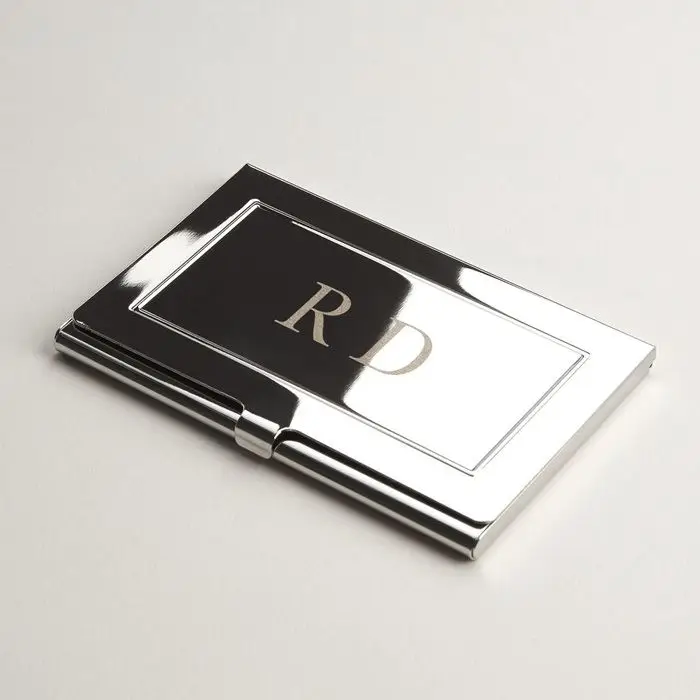Personalized Silver Paisley Business Card Case - Custom Engraved Card Holder Free Shipping