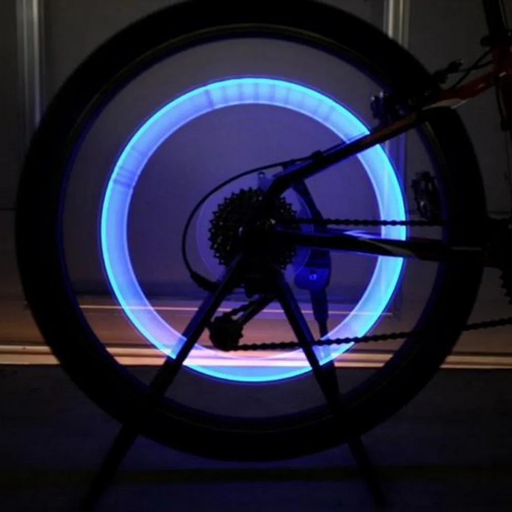 2Stk Bicycle Bike Car Valve Caps Lamp Bicycle Accessories LED Spoke Light 