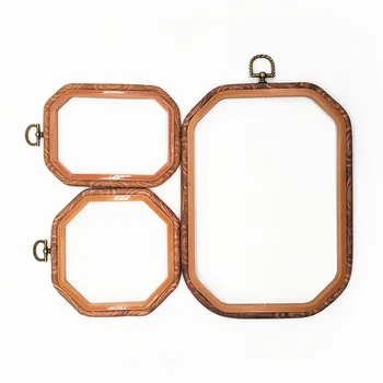 Square Rectangle Octagon Embroidery Hoops Frame Set Plastic Bamboo Wooden Embroidery Hoop Rings DIY Needlecraft Sewing Tools