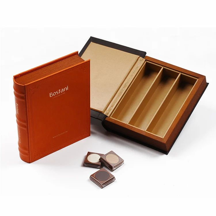 Wholesale Factory Custom Solid Wooden PU Leather Packaging Magnetic Closure Storage  Decorative Book Shaped Boxes With SABER Certificate