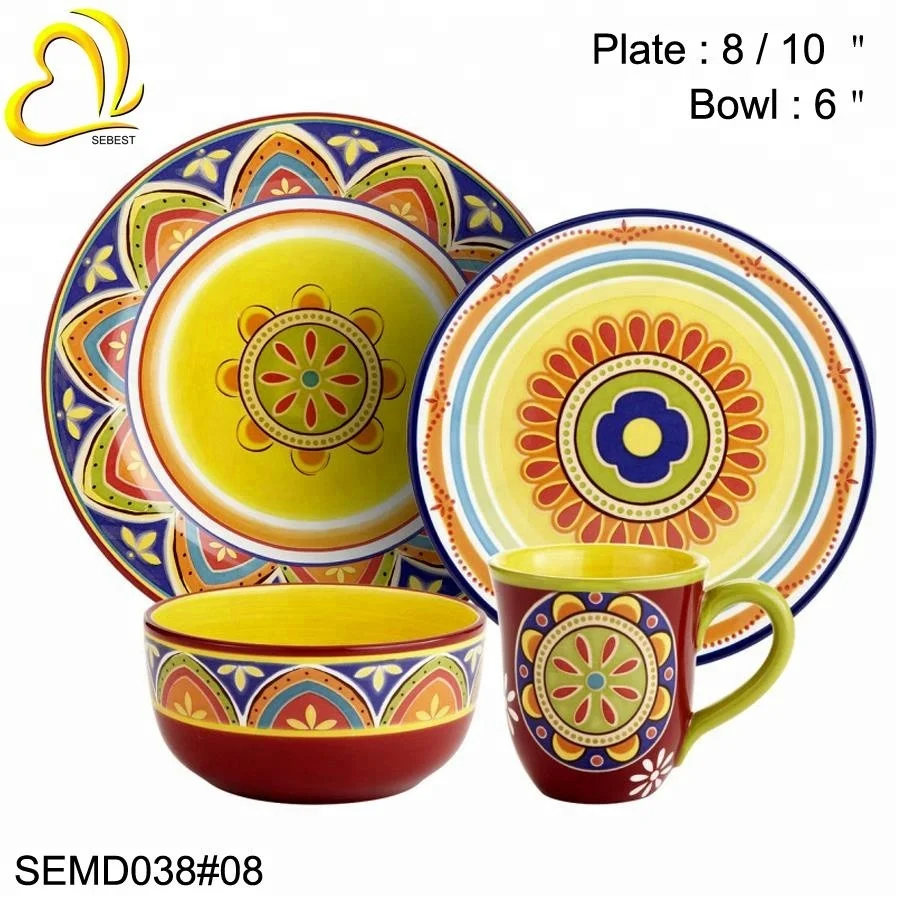 Sebest Factory Modern Style Custom Different Shape 4PCS Colorful Disposable Stocked Melamine Plastic Dinner Set Classical