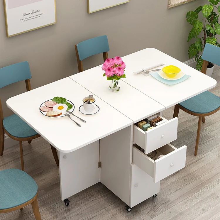 Rectangular Mobile Kitchen Locker Simple Dining Table Chair Combination Simple Modern Small Apartment Telescopic Folding Table