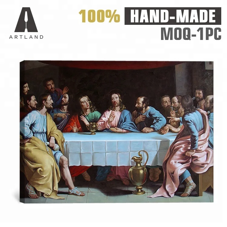 Hand Painted High Quality Last Supper Christian Oil Painting on Canvas for Home Decor