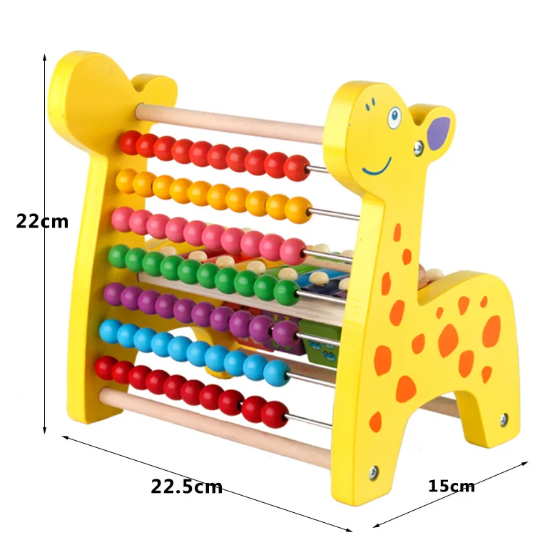 Wooden multi-functional deer knocking on the piano beading calculation frame three-in-one children‘s toy