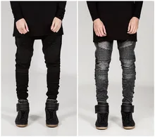 European and american style skinny jeans men distrressed mens slim fit jeans hip hop men pencil pants