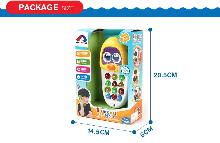 Английский и испанский пластиковый обучающий мобильный сотовый телефон для детей