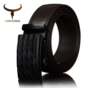 COWATHER Mens belt with Cow Genuine Leather BLACK BROWN Belts for Men brand Wide 3.5 cm CZ058