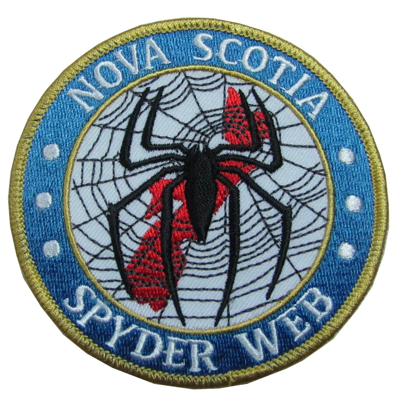 AWELLS Exquisite Round Embroidered Badge Nova Scotia Spider Themed Woven Patch for Outdoor Backpack & Clothing Decoration