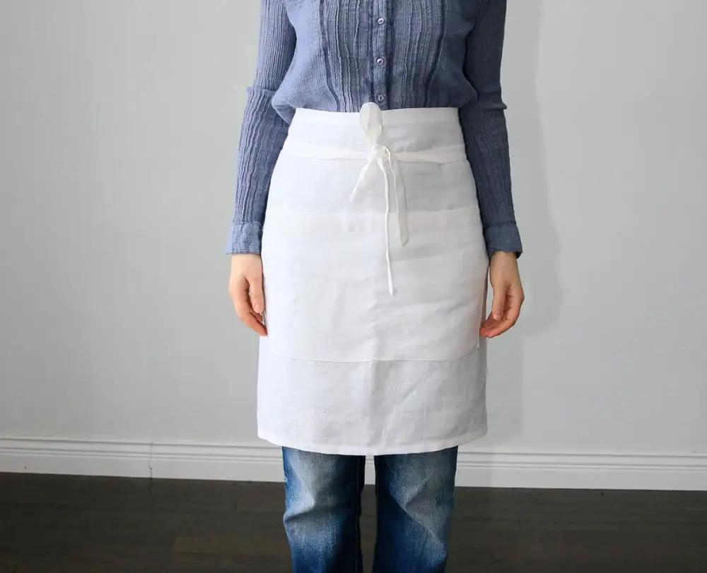 OEKO-TEX женский короткий Льняной Фартук без рукавов на заказ