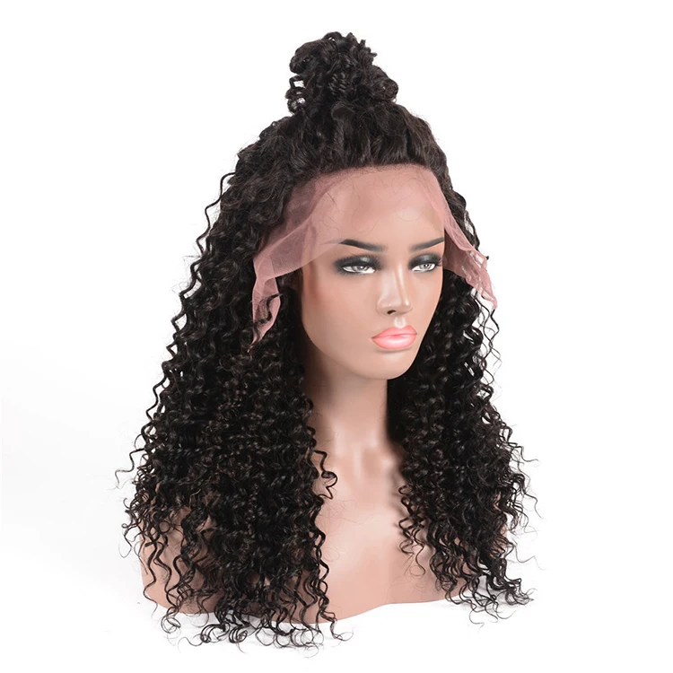 Factory Wholesale 9a Grade Part Anywhere Bleached Knots Virgin Brazilian Hair Deep Wave 360 Lace Wig